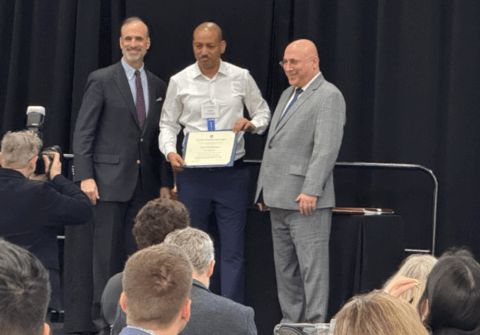 Mr. Woldemariam accepts the award